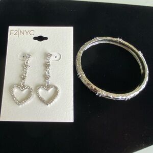 Set of Dangle Earrings and Bangle Bracelet